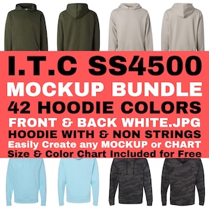 Hoodie Mockup Bundle: ITC SS4500 Front & Back (Digital Download)