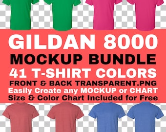 Gildan 8000 T-Shirt Mockup Bundle: Front & Back PNG (Digital Download)