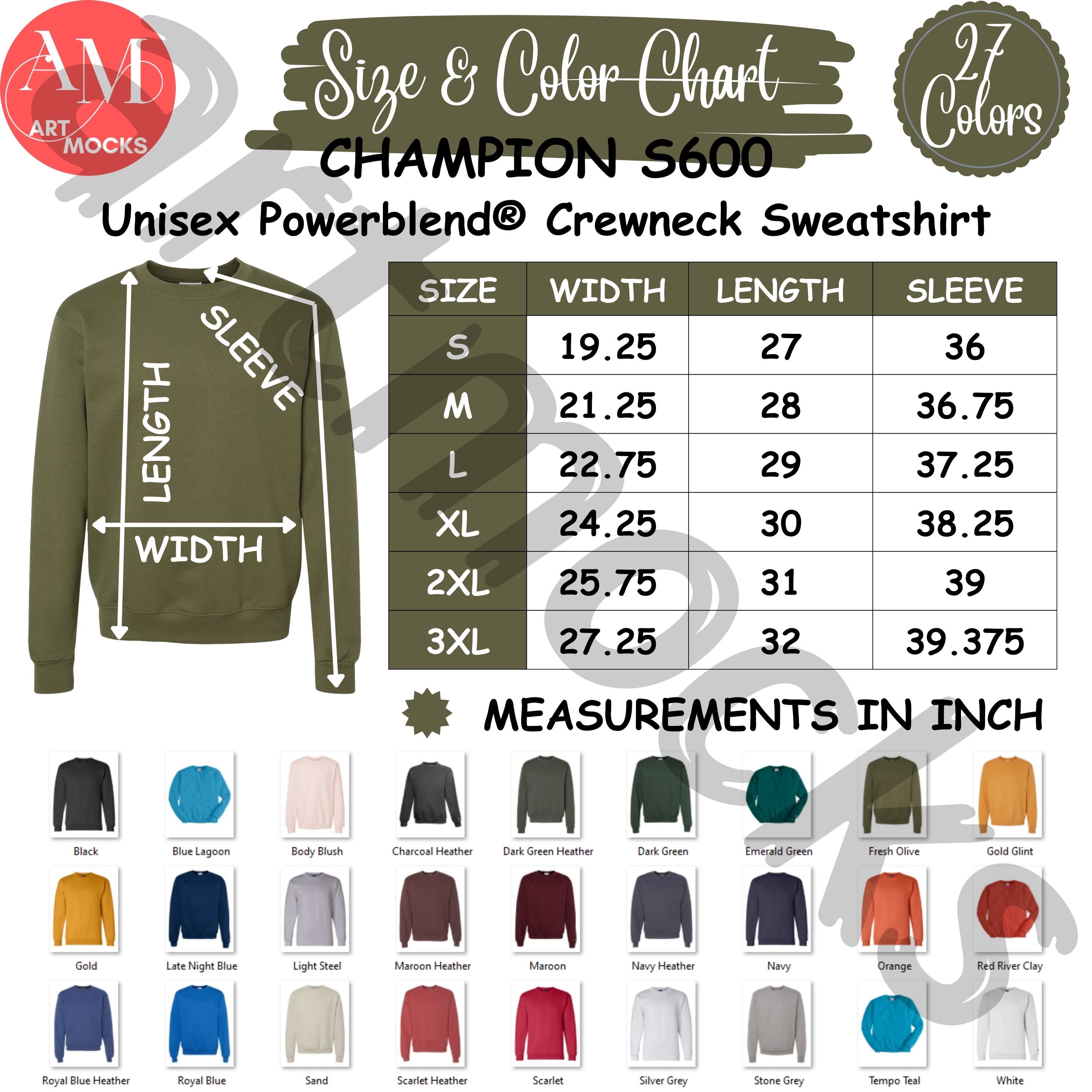 Champion S600 Champion Men's Sweatshirt Size Chart Buy