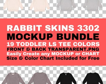 Rabbit Skins 3302 Toddler Long Sleeve Tee Mockup Bundle (PNG)