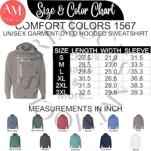 Comfort Colors 1567 Chart Bundle: Sweatshirt Size and Color Chart (Instant Download, Non-Editable PNGs)