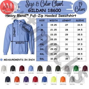 Zip up Hoodie Size Chart - Etsy