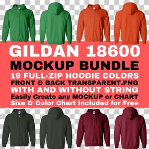 Gildan 18600 Hoodie Mockup Bundle: Front & Back (Digital Download)