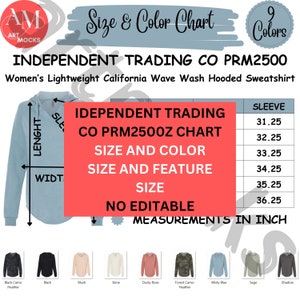 Może przedstawiać: Tabela rozmiarów i kolorów dla damskiej lekkiej bluzy z kapturem. Tabela przedstawia dziewięć różnych kolorów: Black Camo Heather, Black, Blush, Bone, Dusty Rose, Forest Camo Heather, Misty Blue, Sage i Shadow. Tabela zawiera również wymiary długości rękawa w calach.