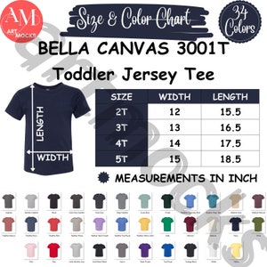 Bella Canvas 3001T Toddler Tee Size Chart (Digital Download)