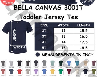 Bella Canvas 3001T Toddler Tee Size Chart (Digital Download)