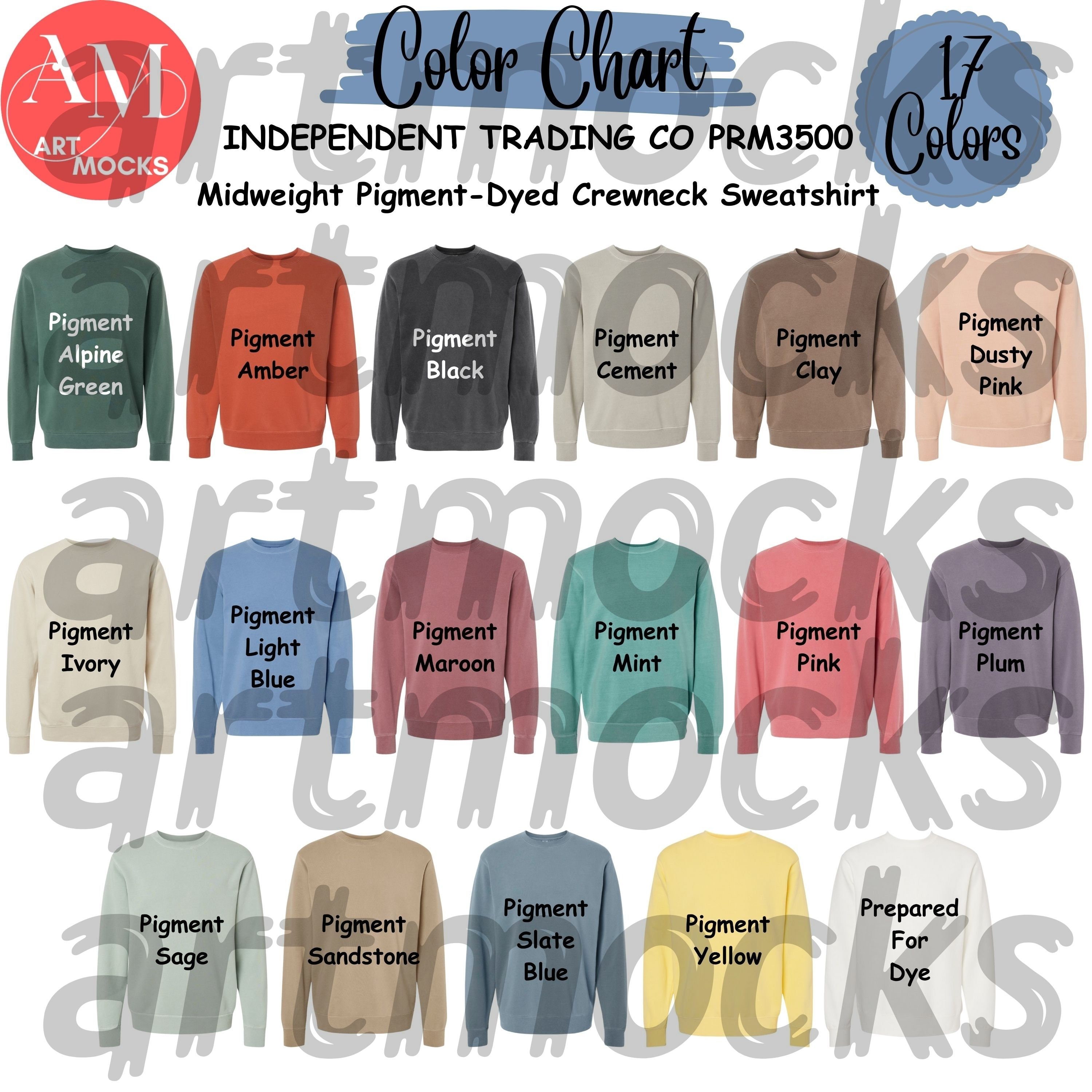 Independent Trading Company PRM3500 Color Size Feature Chart No Editable Etsy