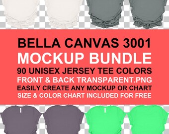 Bella Canvas 3001 Flat Lay Mockup - Vorderseite Rückseite PNG Bundle