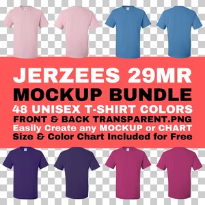 Jerzees 29MR T-Shirt Mockup Bundle: Unisex Front & Back (Digital Download)