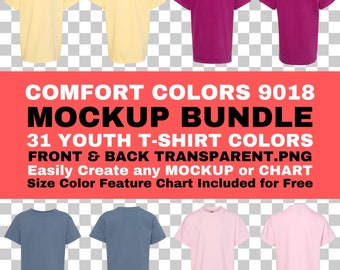 Comfort Colors 9018 Youth T-Shirt Mockup Bundle (PNG)