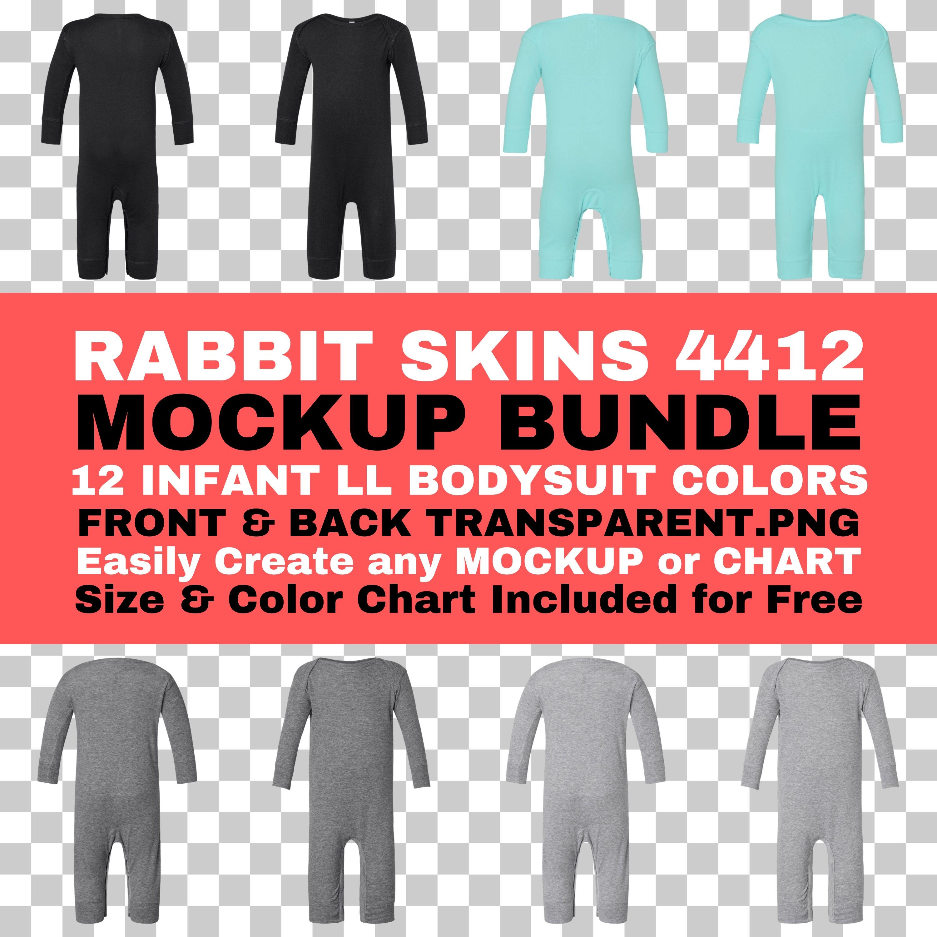 Rabbit Skins 4412 Bodysuit Mockup Bundle: Infant Rib (PNG Transparent ...