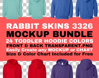 Toddler Fleece Hoodie Mockup Bundle: Front & Back (PNG, Color Chart)