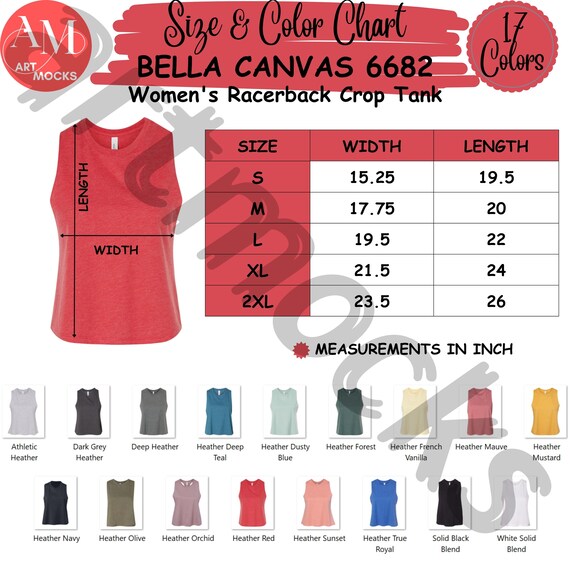 Bella Canvas 6682 Infant Racerback Crop Tank Size Chart (digital