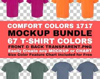 Comfort Colors 1717 T-Shirt Mockup Bundle: Front & Back PNG (Digital Download)