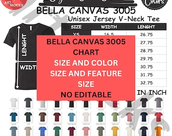Bella Canvas 3005 Size Color Chart (Digital Download)