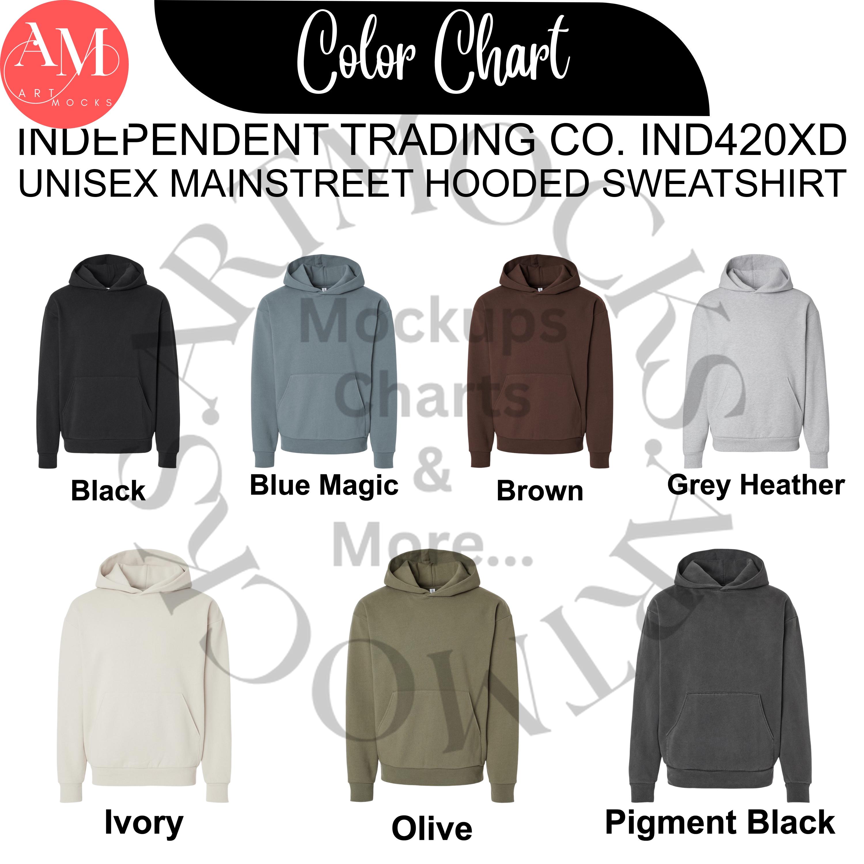 Sweatshirt Size Chart Bundle: Independent Trading Co IND420XD (PNG