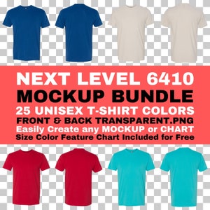 Next Level 6410 T-shirt Mockup Bundle: Unisex Sueded PNG (Digital Download)