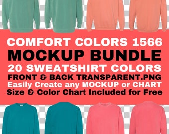 Comfort Colors 1566 Sweatshirt Mockup Bundle: Front & Back (PNG)