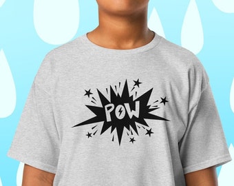 Camiseta gráfica infantil 'POW', 100 % jersey de algodón