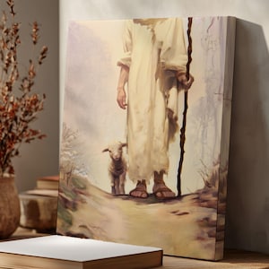 Canvas Print The One He Came For Jesus Leaves the 99 Calming Christian Decor Lost Sheep Parable Art Vertical Canvas Faith Based Art Gift