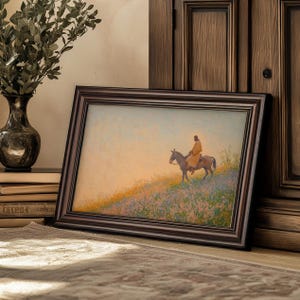 Stampa artistica cristiana con fiori selvatici, Gesù su un asino tra i fiori selvatici, decorazione cristiana per la stanza, decorazione murale di Gesù Cristo, splendida arte cristiana per la casa.