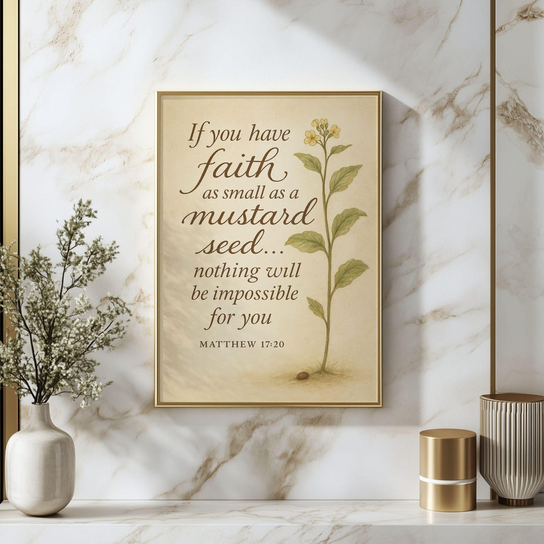 Mustard Seed Faith Wall Art Matthew 17:20 Bible Verse Print Christian ...