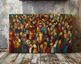 Abstract Canvas Jesus Riding into Jerusalem Christian Palm Sunday Art Jesus Painting Canvas Christian Bible Art Christian Painting Print