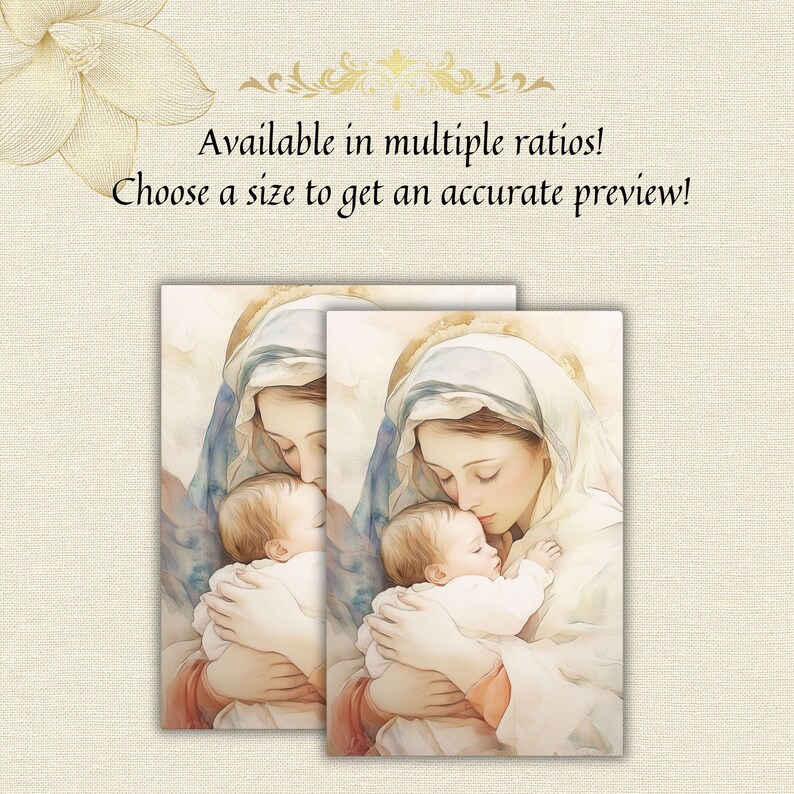 Virgin Mary and Baby Jesus Canvas Print Pastel Warm Painting Wall Art ...