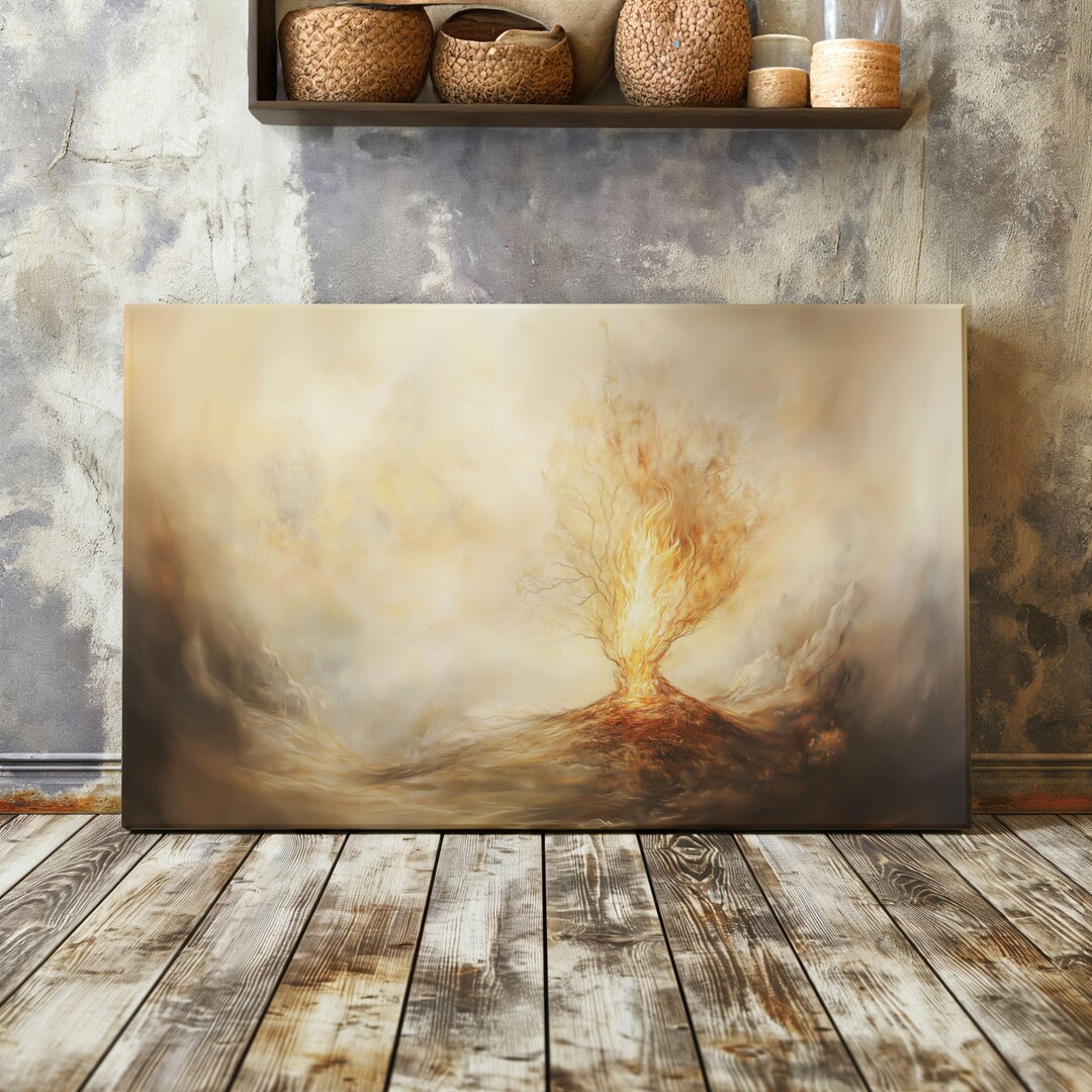 Upgrade Your 20x10 Inches 'Burning Bush - Faith Wall Art II' Canvas To 48x24 Inches