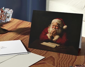 Santa in Prayer 6x4 Christmas Cards, Religious Holiday Christmas Card Set, Religious Cards, Christian Theme Christmas Cards With Envelopes