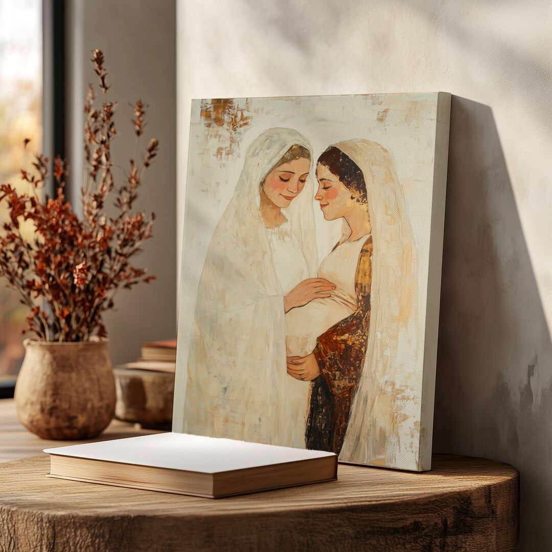 The Visitation of Mary Art Canvas Print Catholic Virgin Mary Elizabeth ...