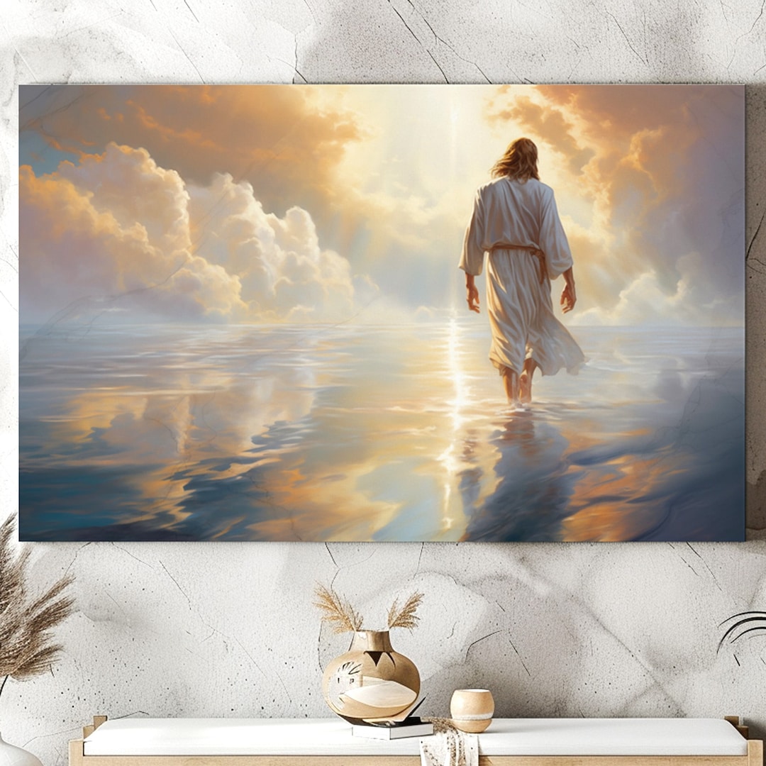 Jesus Walking on Water Matte Canvas Print, Christian Oil Painting Print ...