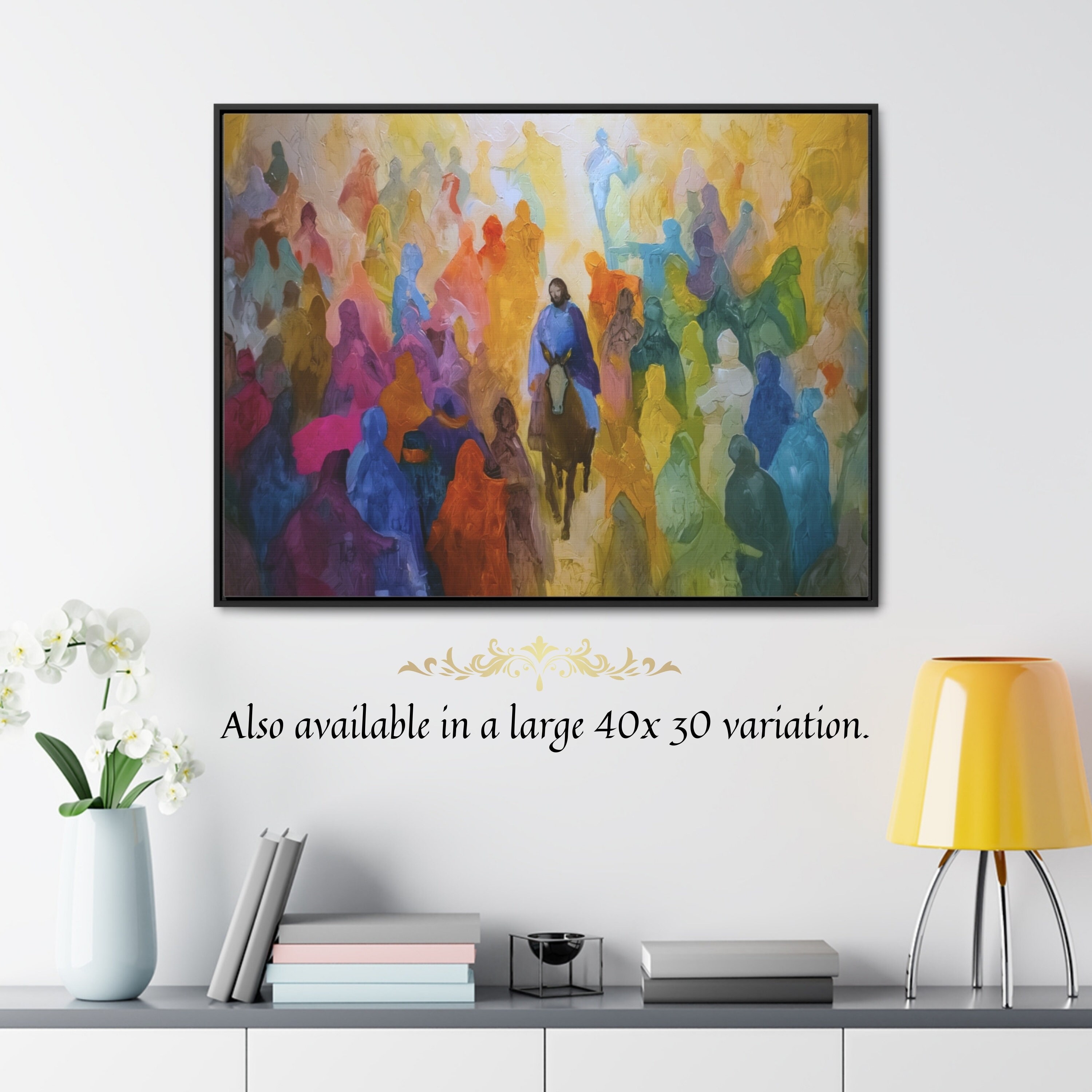 Jesus Riding Into Jerusalem Abstract Framed Canvas Print Palm Sunday ...