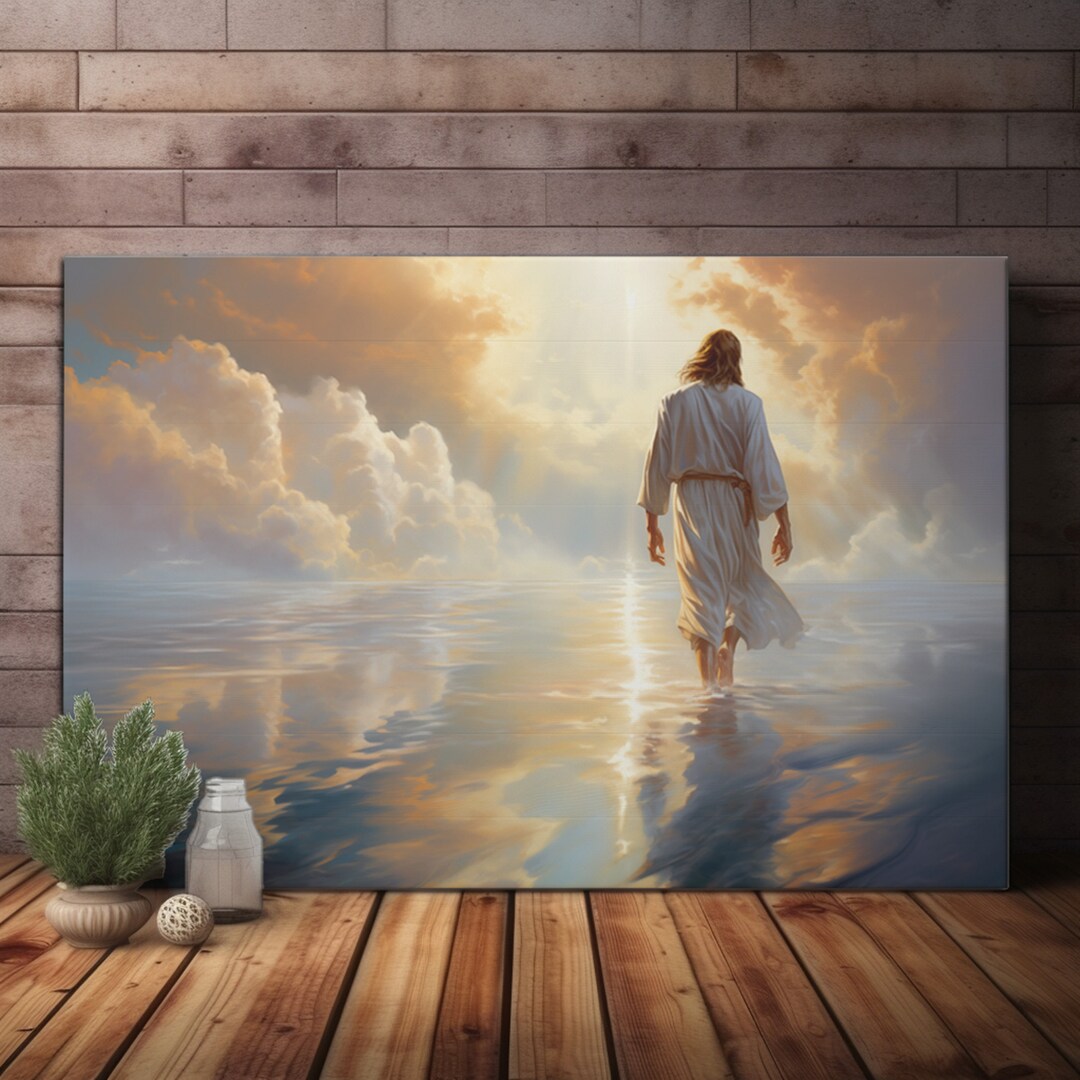 Jesus Walking on Water Matte Canvas Print, Christian Oil Painting Print ... - Matte Canvas Prints For Sale