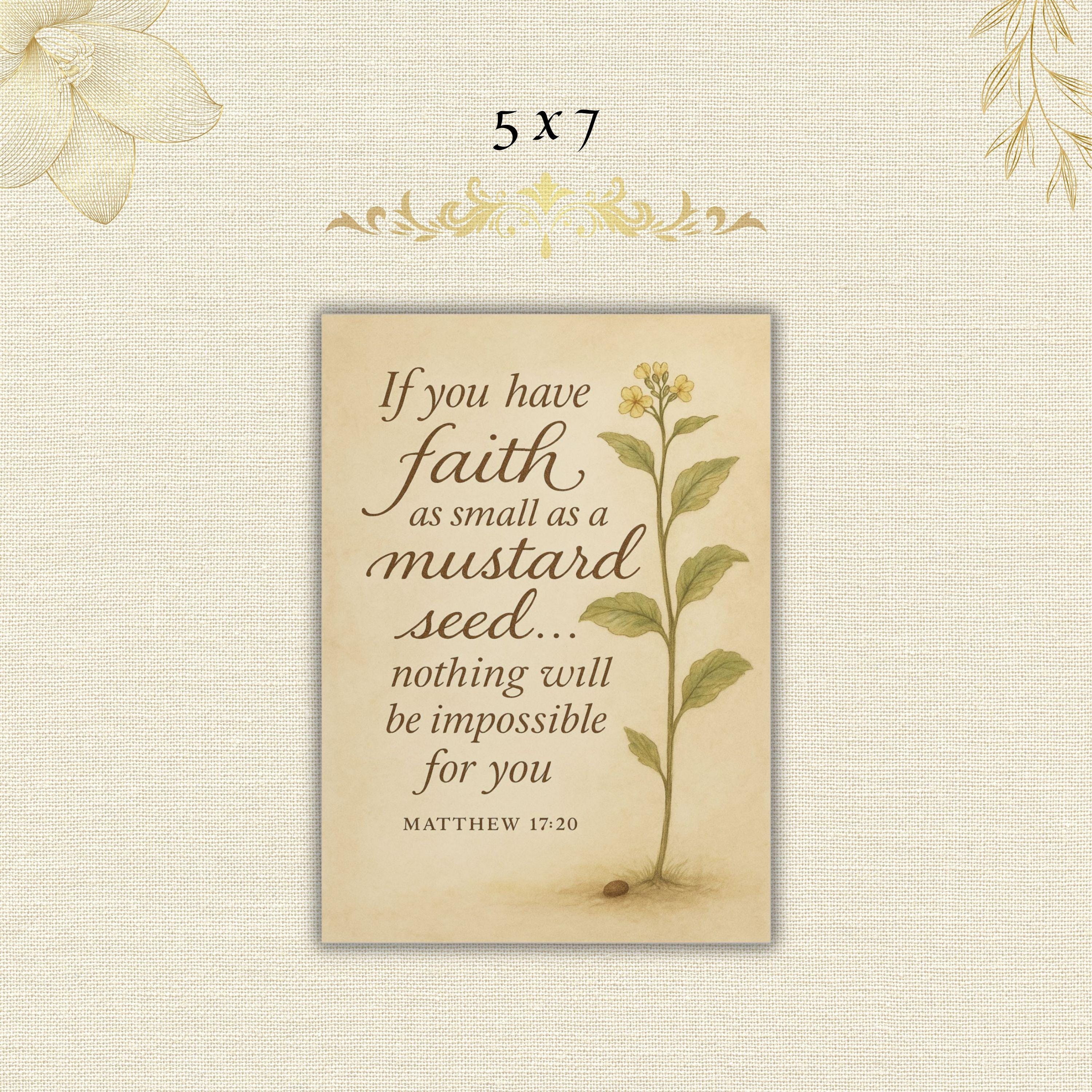 Mustard Seed Faith Wall Art Matthew 17:20 Bible Verse Print Christian  Scripture Botanical Poster Spiritual Home Decor Gift Faith-based Decor -  Etsy Ireland