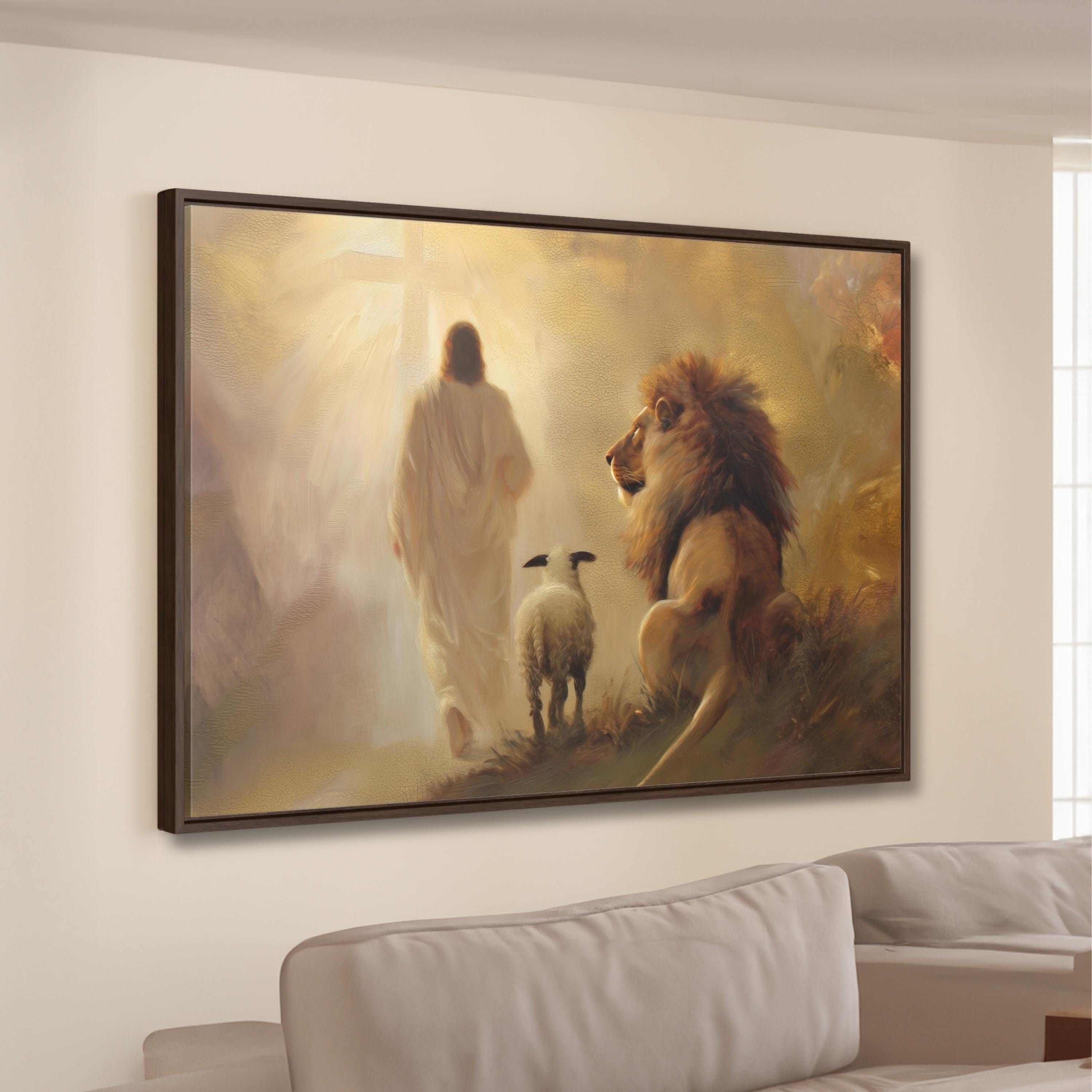 Jesus Lion and Lamb Canvas Print: Christian Home Decor