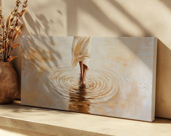 Les longs pas du Christ, impression sur toile horizontale, Christ marchant sur l'eau, peinture à l'huile, décoration religieuse, cadeau d'art chrétien, décoration chrétienne