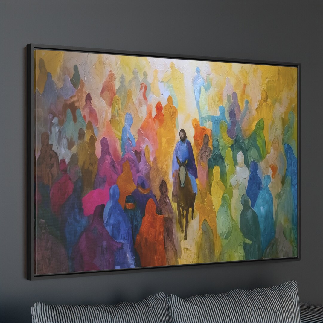 Jesus Riding Into Jerusalem Abstract Framed Canvas Print Palm Sunday ...