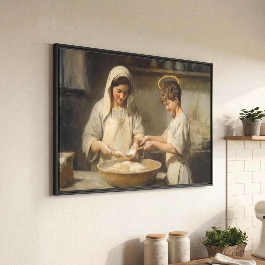 Mary and Young Jesus Christian Wall Art Framed Canvas Holy Family ...