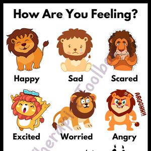 Cute Feelings Chart for Therapy or Teachers, Child Therapist Tools, Counseling tools, Child therapy, Play therapist, Preschool Mental Health