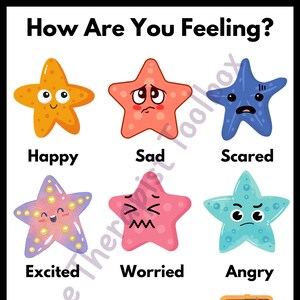 Cute Feelings Chart for Therapy or Teachers, Child Therapist Tools, Counseling tools, Child therapy, Play therapist, Preschool Mental Health