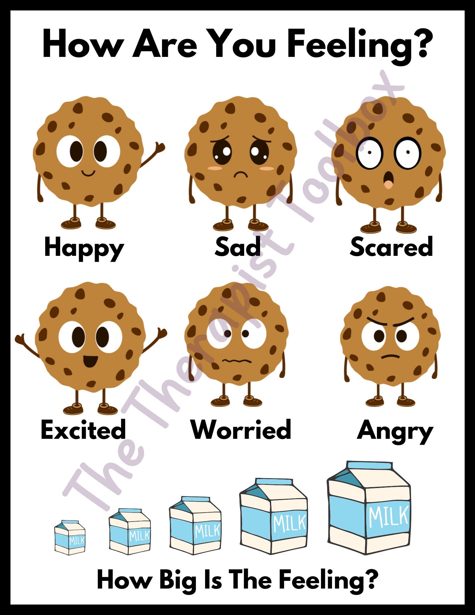 Cute Feelings Chart - Cookie Feelings, Feelings activity, Feelings identification, Early Childhood SEL, Kindergarten SEL, Play Therapy tool