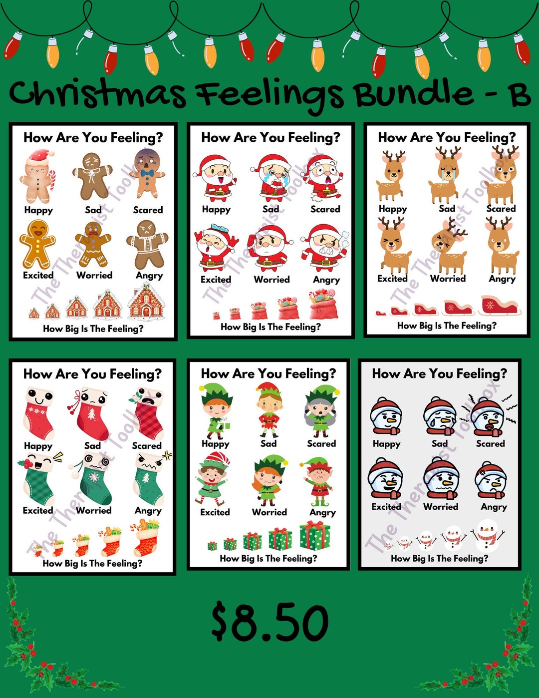 Christmas Feelings Chart Emotions Chart Play Therapy Tool Etsy
