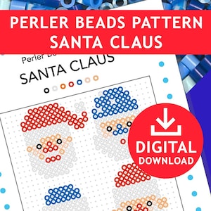 Puede incluir: Un patrón imprimible para crear un sprite de Papá Noel con cuentas Perler. El patrón muestra cuatro variaciones diferentes de Papá Noel, cada una con un sombrero y una expresión facial diferentes. El patrón está diseñado para una tabla de clavijas de 29x29 y utiliza cuentas de 5 mm.
