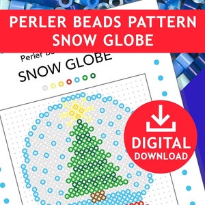 SNOW GLOBE Fuse Beads templates Printable Pattern perler kids crafts school elf pyssla X-mas Decoration Hama Christmas Tree Ornaments