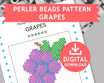 GRAPES fruits Kids Crafts Fuse Beads Pyssla Templates Tutorial Printable Pattern Cross Stitch Hama Perler Beads