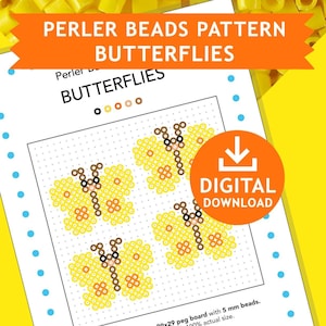 BUTTERFLIES, Easter Decoration Hama Fuse Beads Pyssla Present Templates Tutorial Printable Pattern Gift Kids crafts Spring Fine Motor Skill