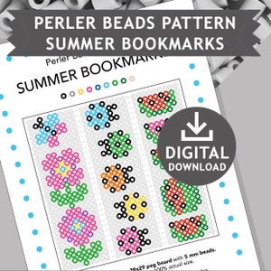 SUMMER BOOKMARKS Rainy day activities for kids printable Printable bead patterns Teacher Gifts fuse bead templates for kids Perler Design