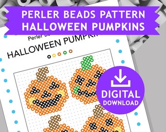 HALLOWEEN PUMPAR Heminredning Hama Fuse Pärlor idéer Pyssla Present Handledning Utskrivbara mallar Barn Hantverk Mönster järn bügelperlen