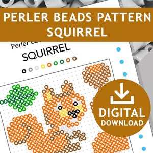 SQUIRREL Decoration Hama Fuse Beads Pyssla Forest Templates Tutorial Printable Craft Pattern Gift Kids Cross Stitch Forest x-mas Christmas